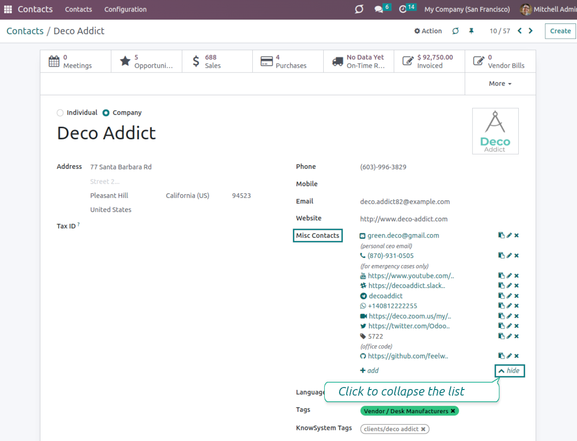 Contact data and preferences