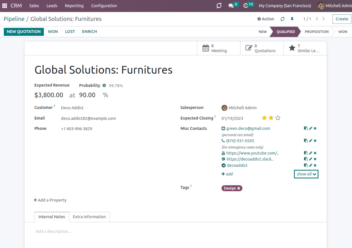 Odoo leads: full partner details widget