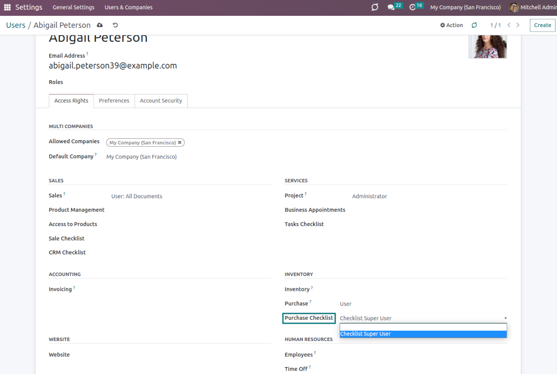 Purchase checklist super user