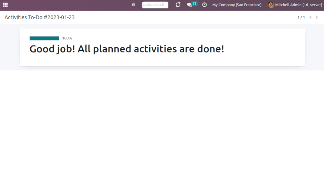 Activities to-do: the final success page
