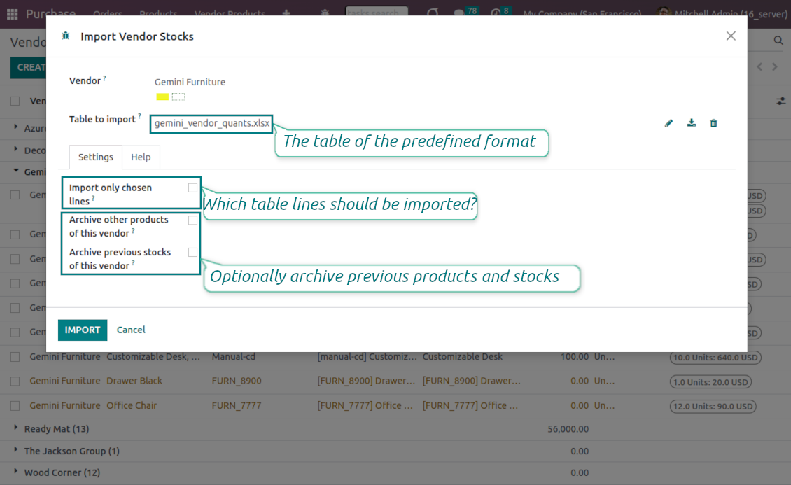 The wizard to import supplier products and stocks
