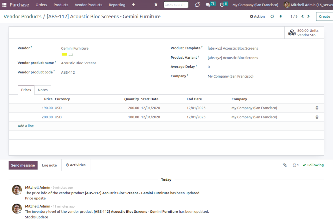 Supplier product in Odoo