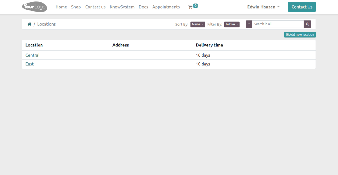 Vendor locations in Odoo's portal