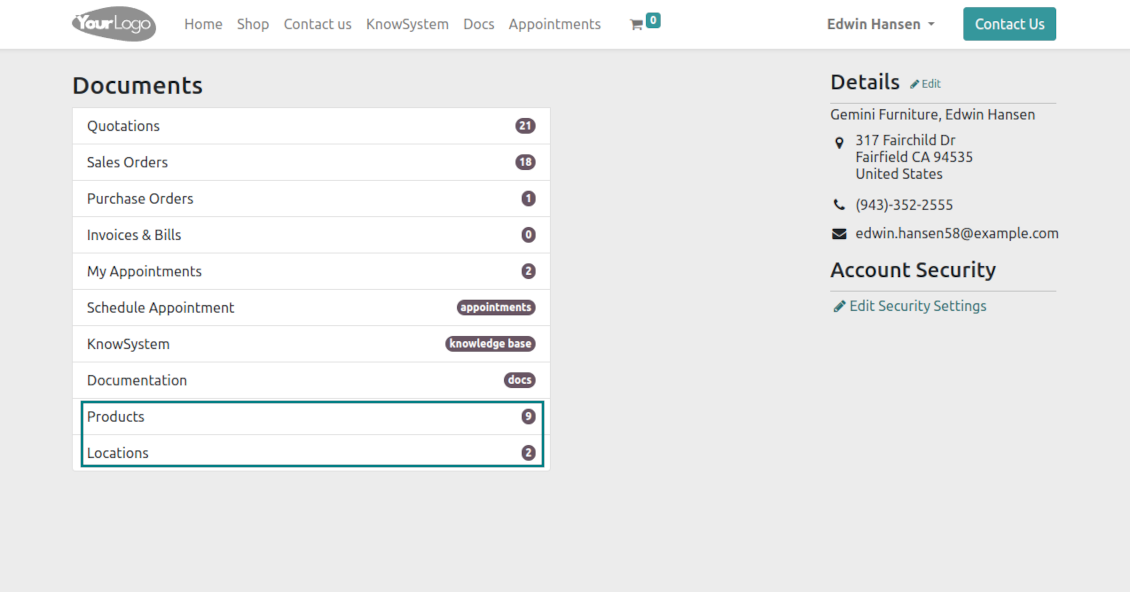 The main page of the supplier portal