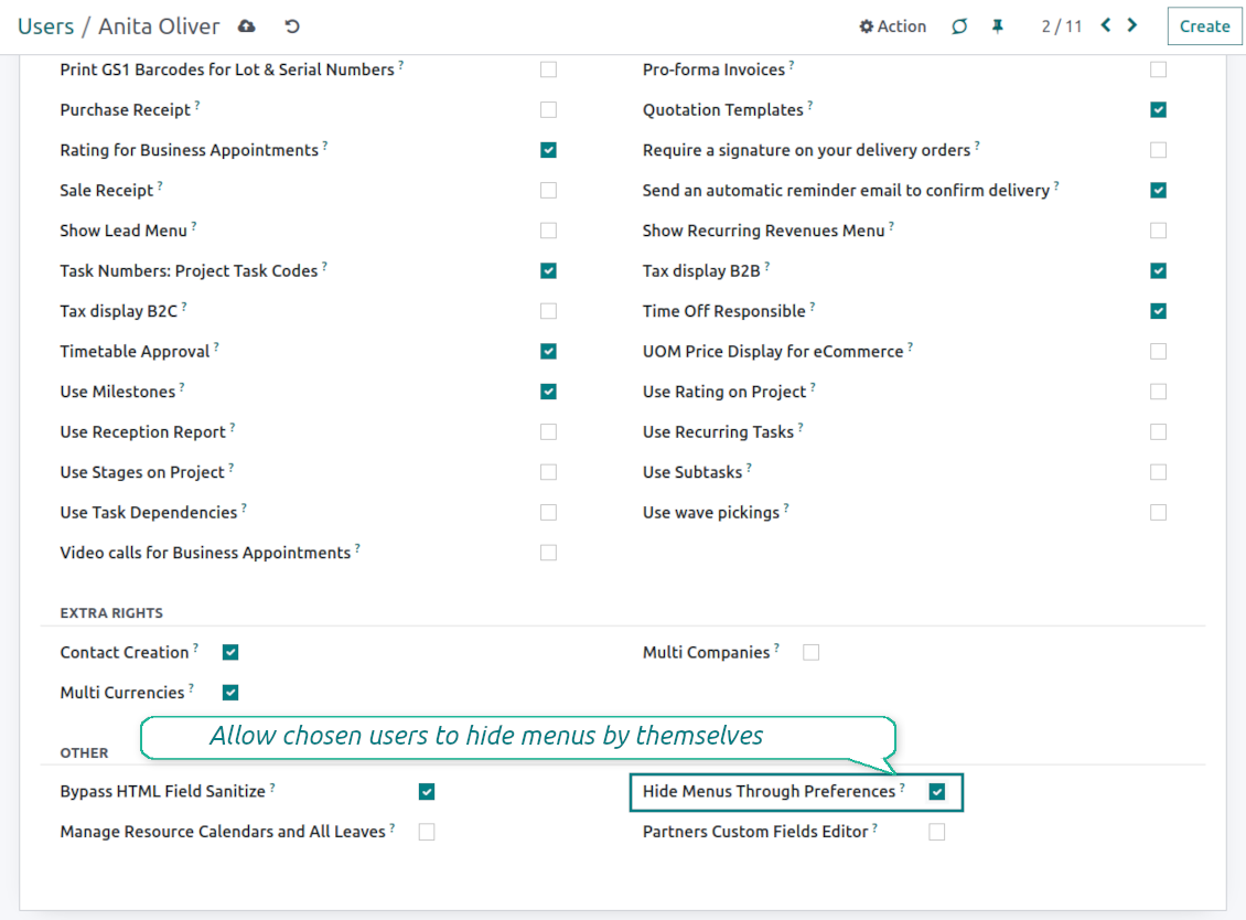 Odoo menu access rights