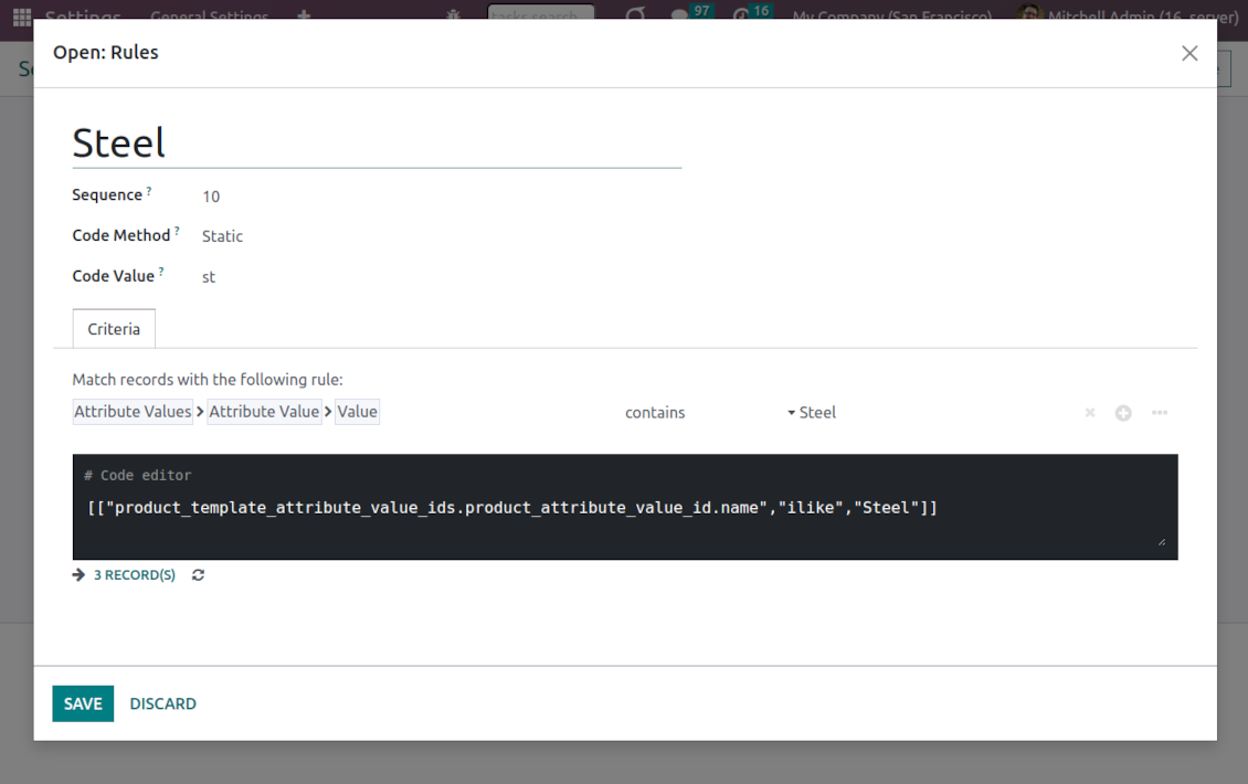 Product category rule for the reference