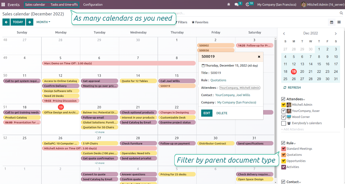 Odoo super calendar events