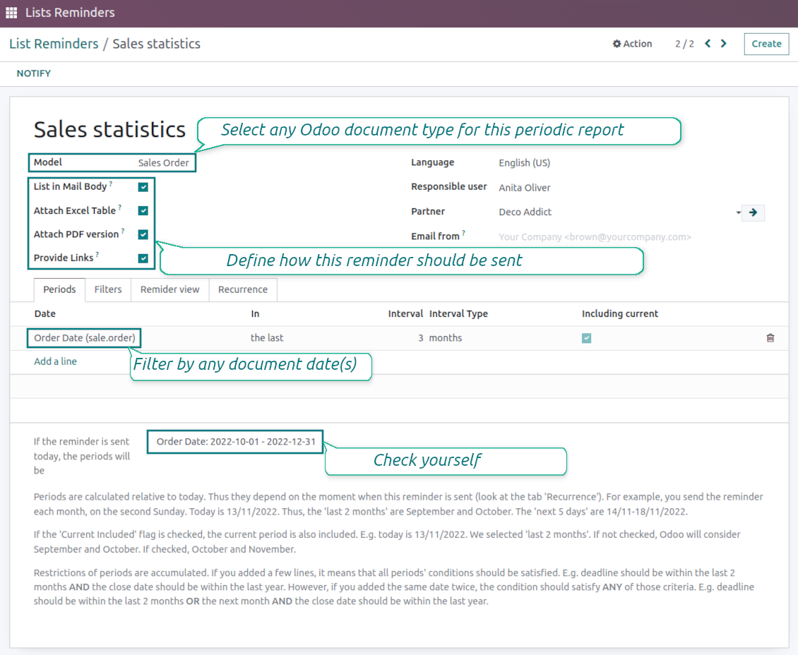 Odoo lists reminder relative periods