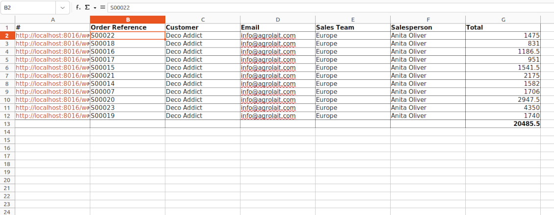 XLSX table attached to a reminder