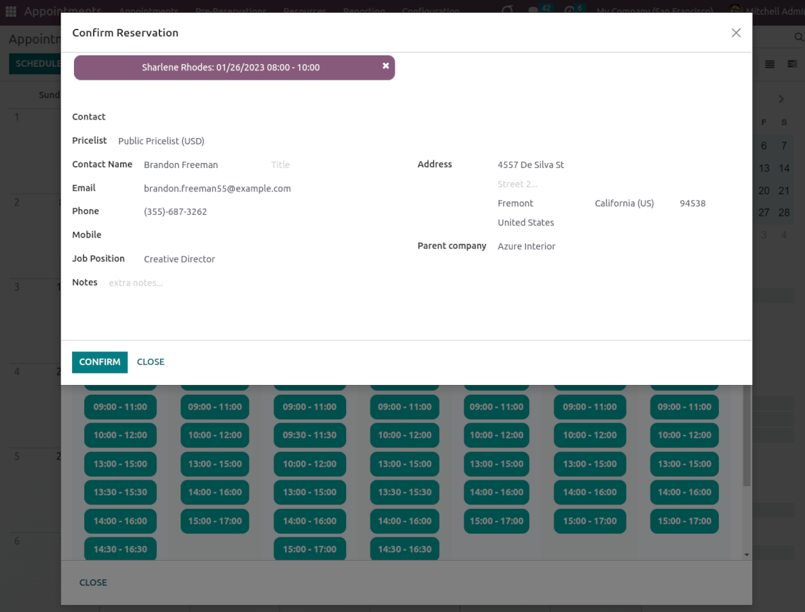Client details for Odoo appointments