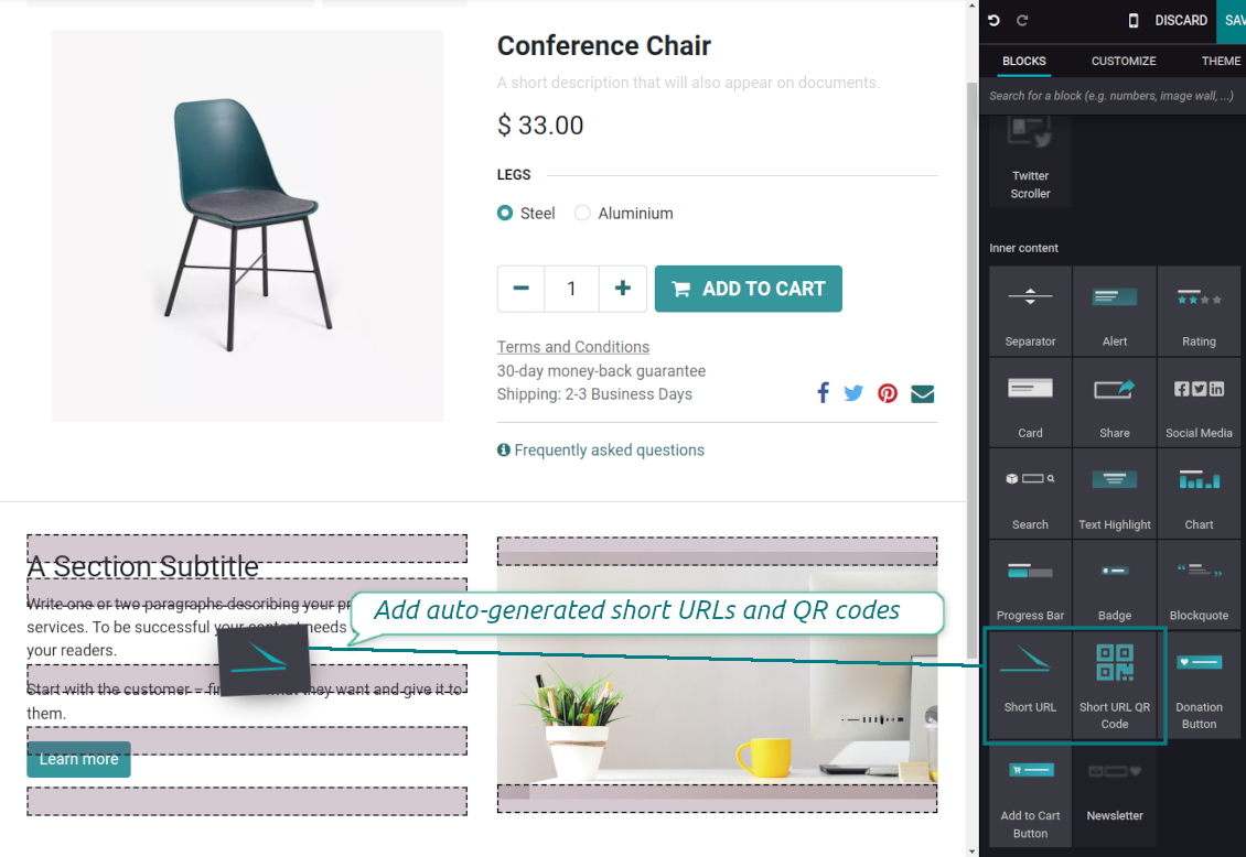 URL shortener: website snippet
