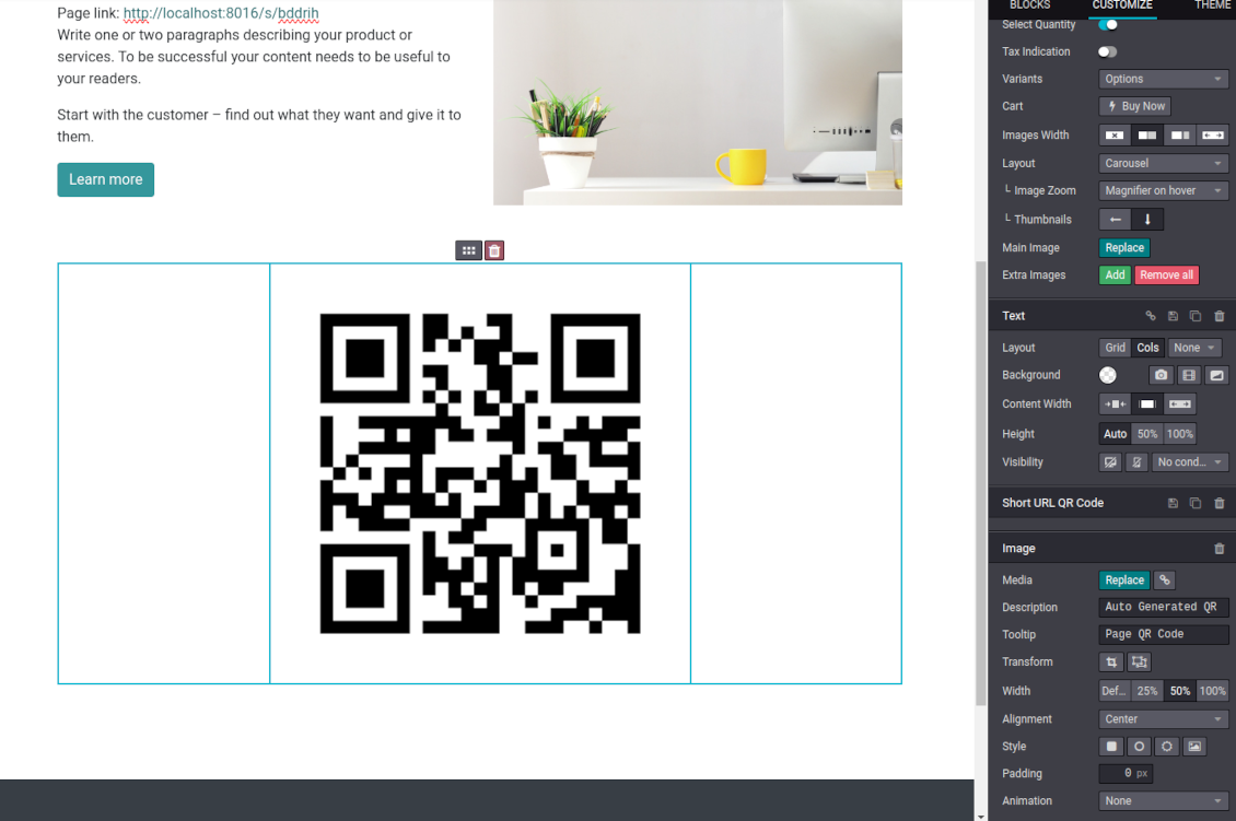Odoo website QR codes