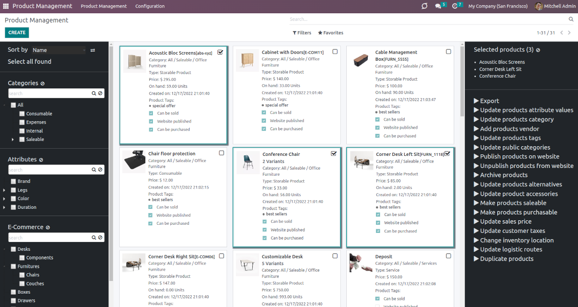 Product management interface overview