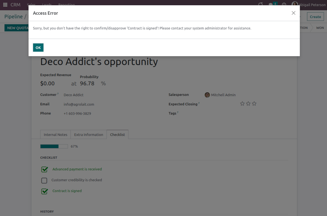 User groups per CRM checkpoint