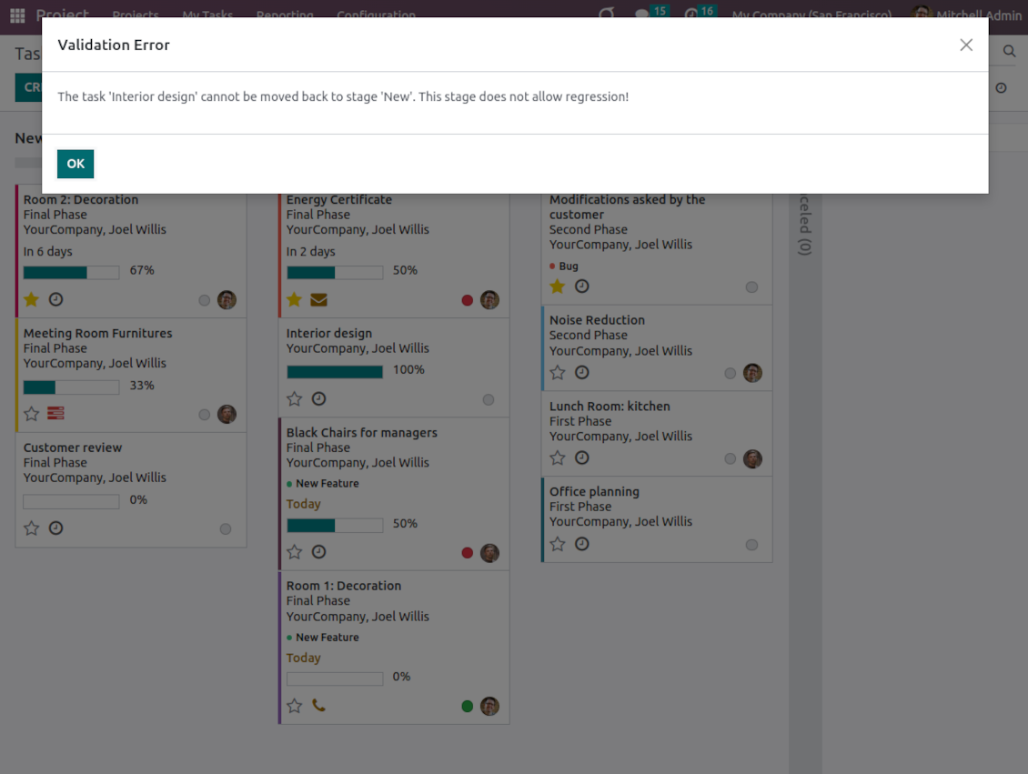 Odoo project warning: moving back is restricted