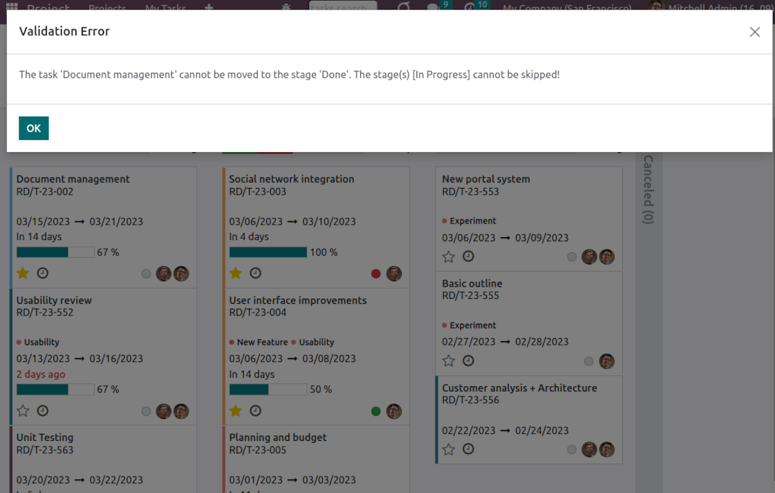 Tasks: no state skipping