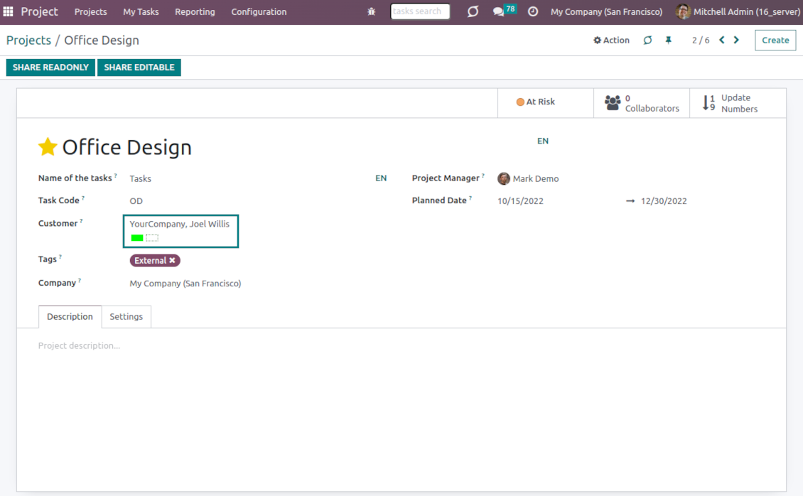 Odoo projects: color coding