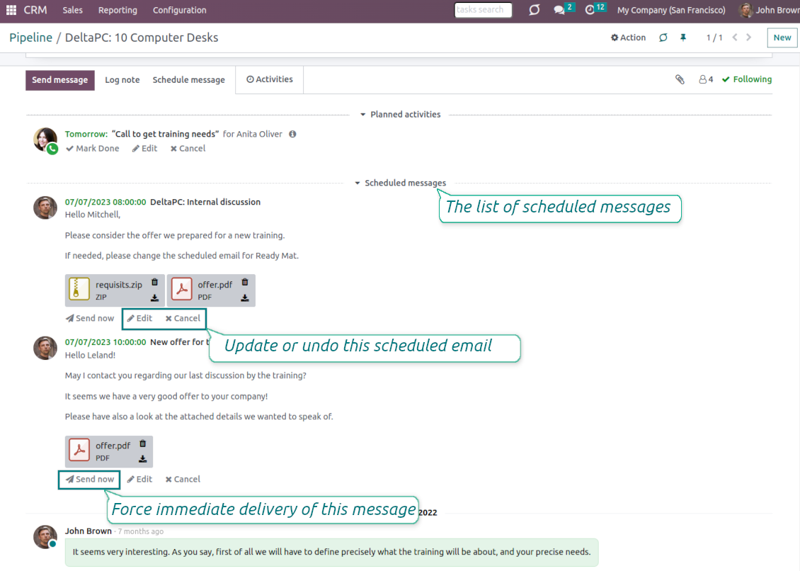 Chatter delayed messages