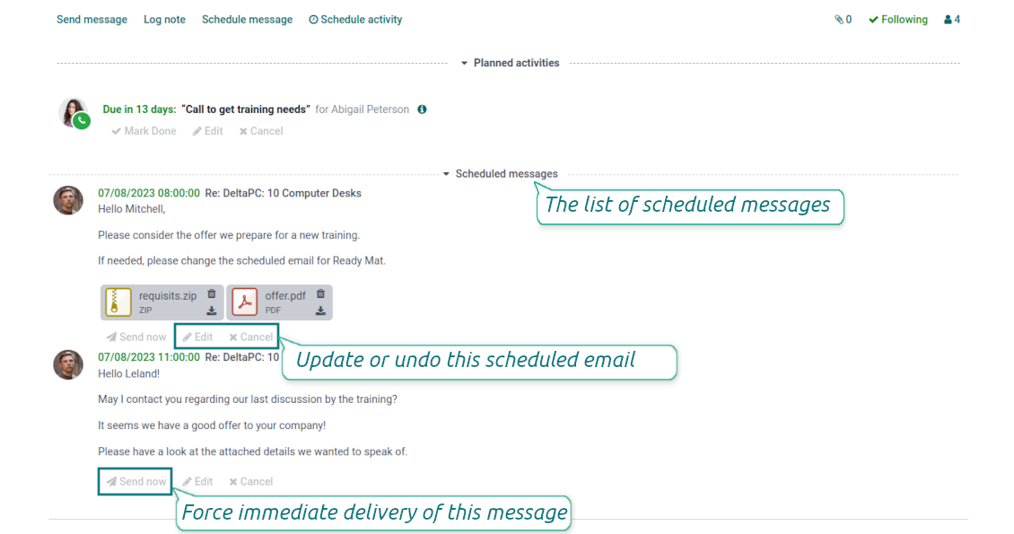 Chatter delayed messages