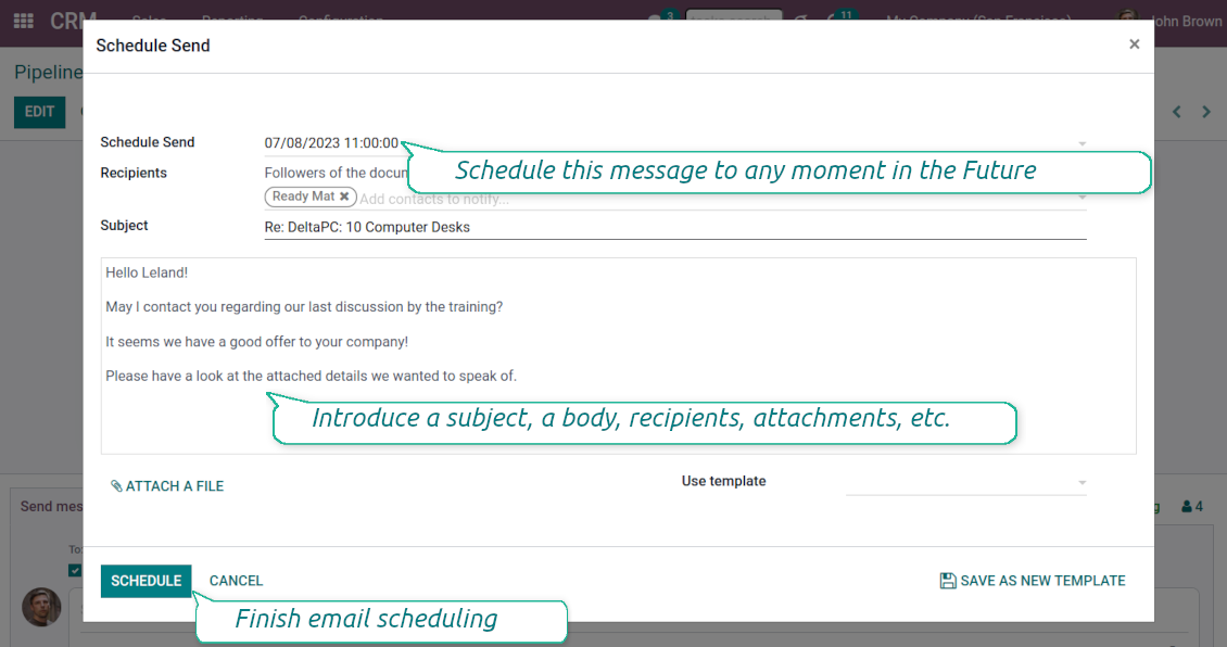 Schedule message wizard