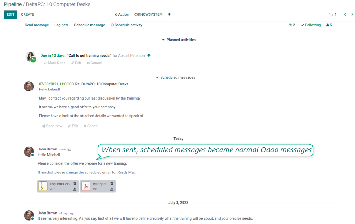Delayed emails in Odoo chatters after sending