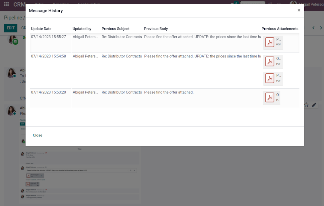 Message editing logs