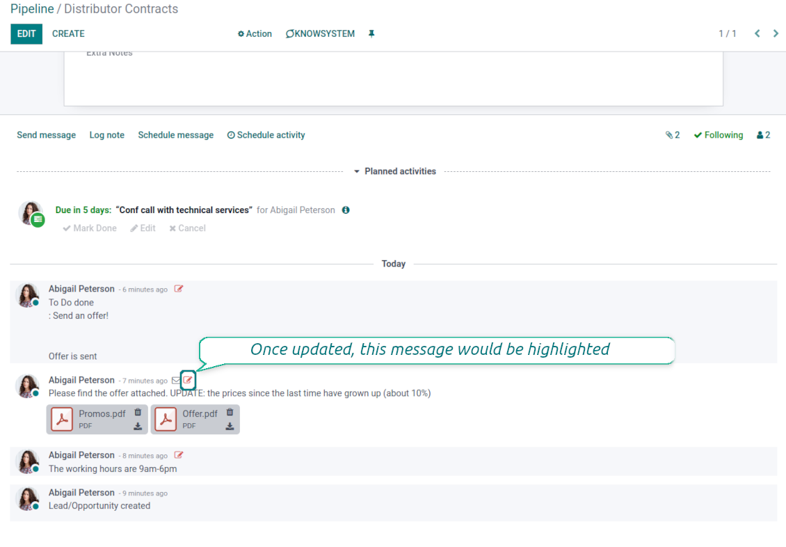 Messages' and notes' changes are distinguishable