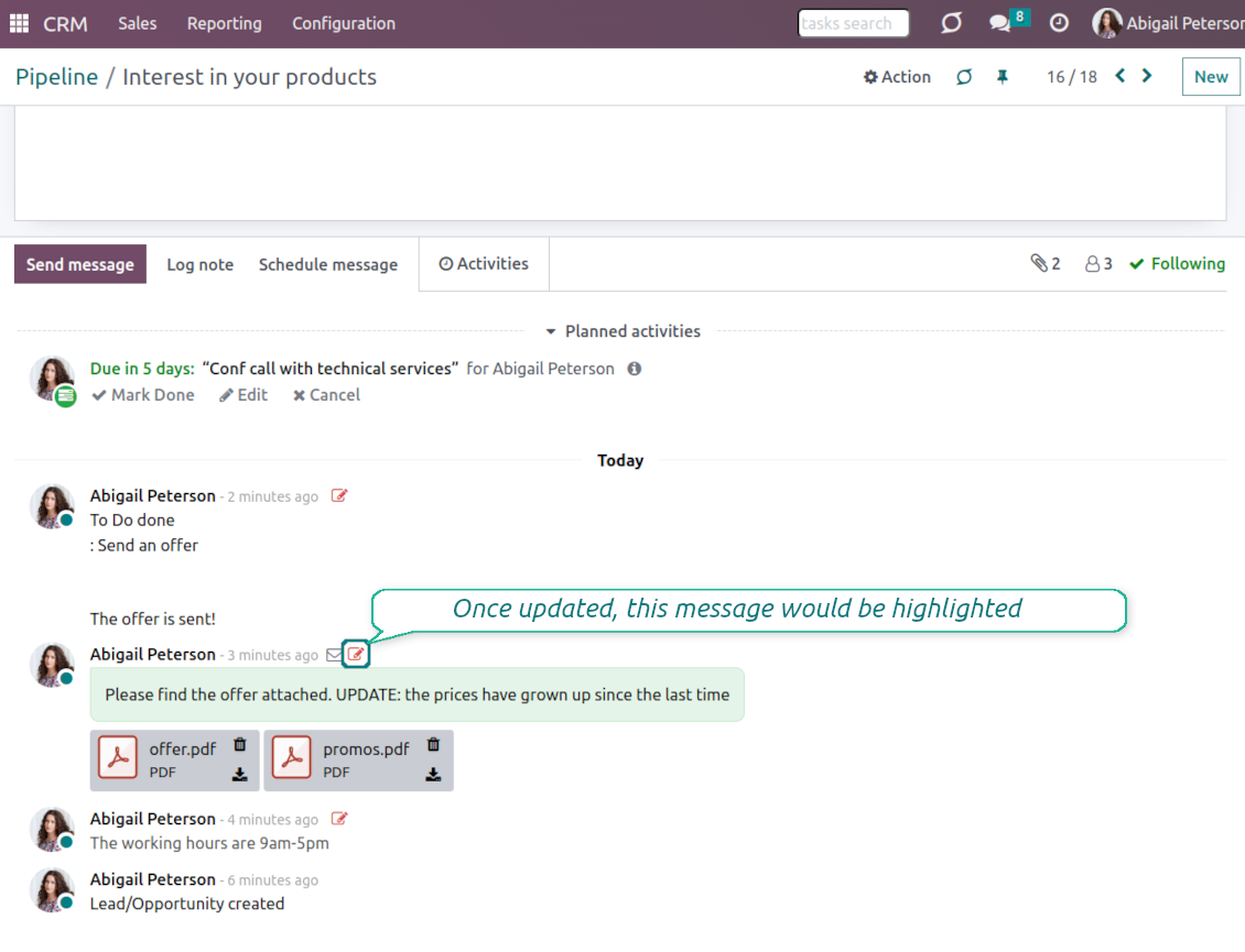 Messages' and notes' changes are distinguishable