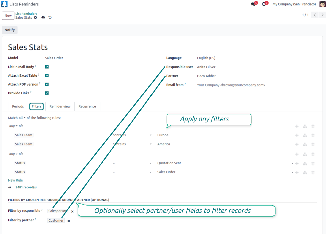 Dynamic Odoo records filter