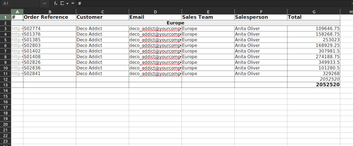 XLSX table attached to a reminder