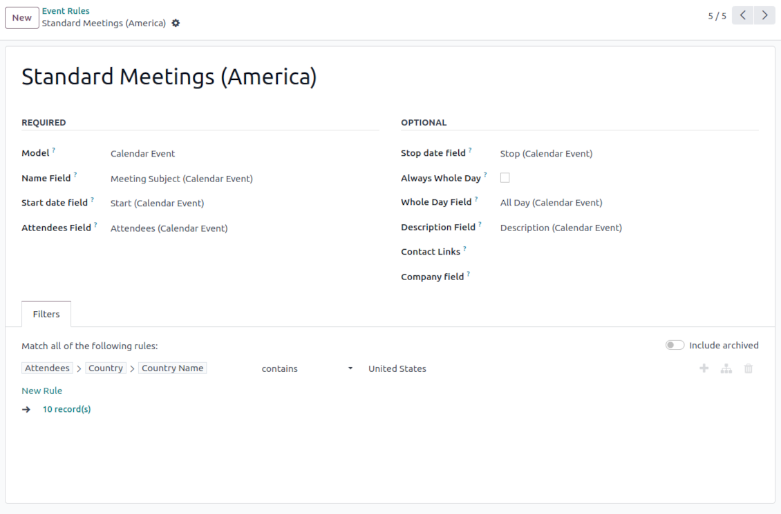 Odoo events joint calendar