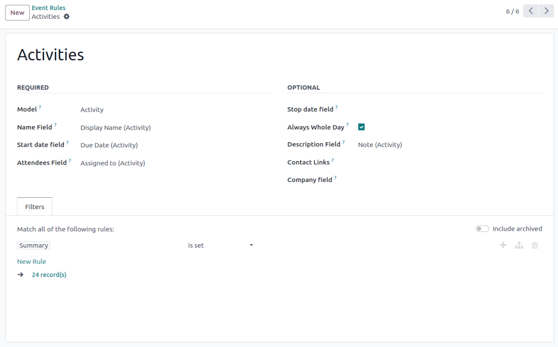 Activities shared on a single Odoo interface