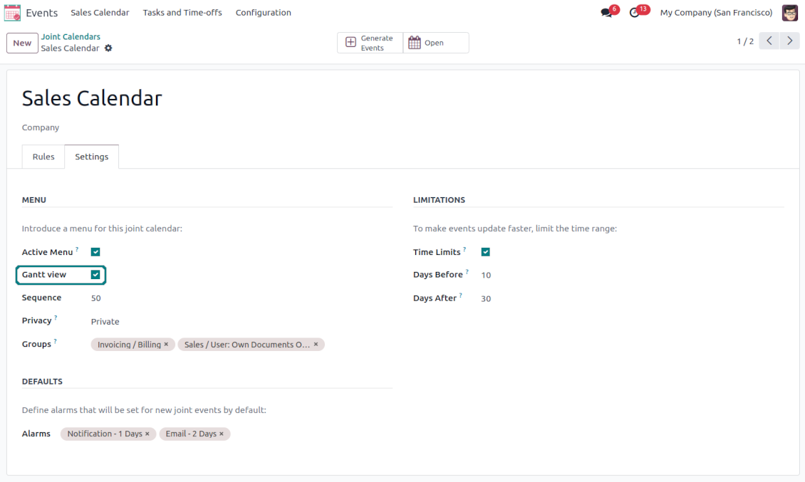 Super calendar: optional Gantt
