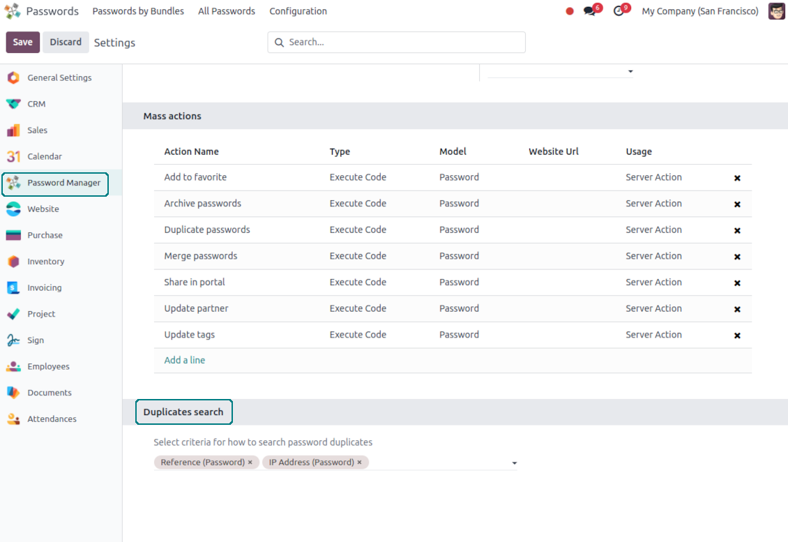 Odoo passwords duplicate fields