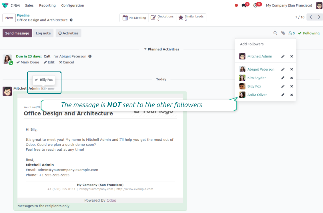 Odoo confidential discussion