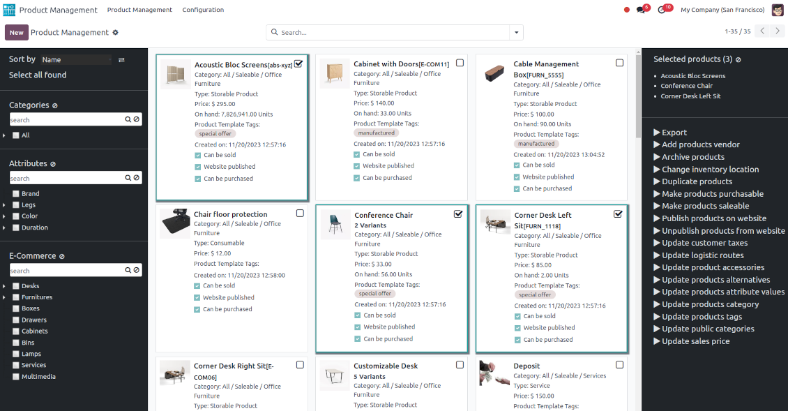 Product management interface overview