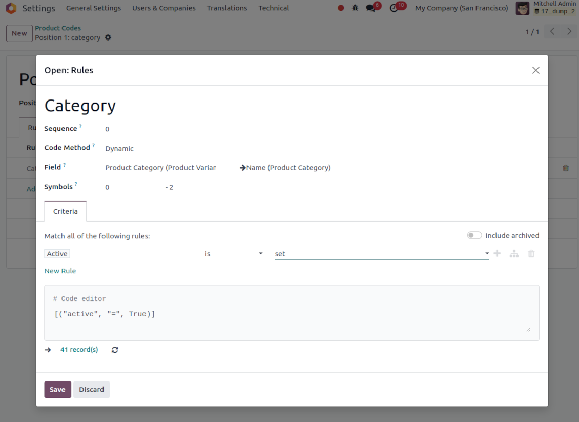 Product dynamic code example