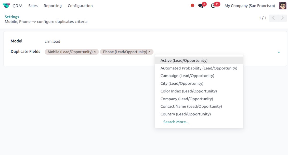 Odoo: duplicates parameters