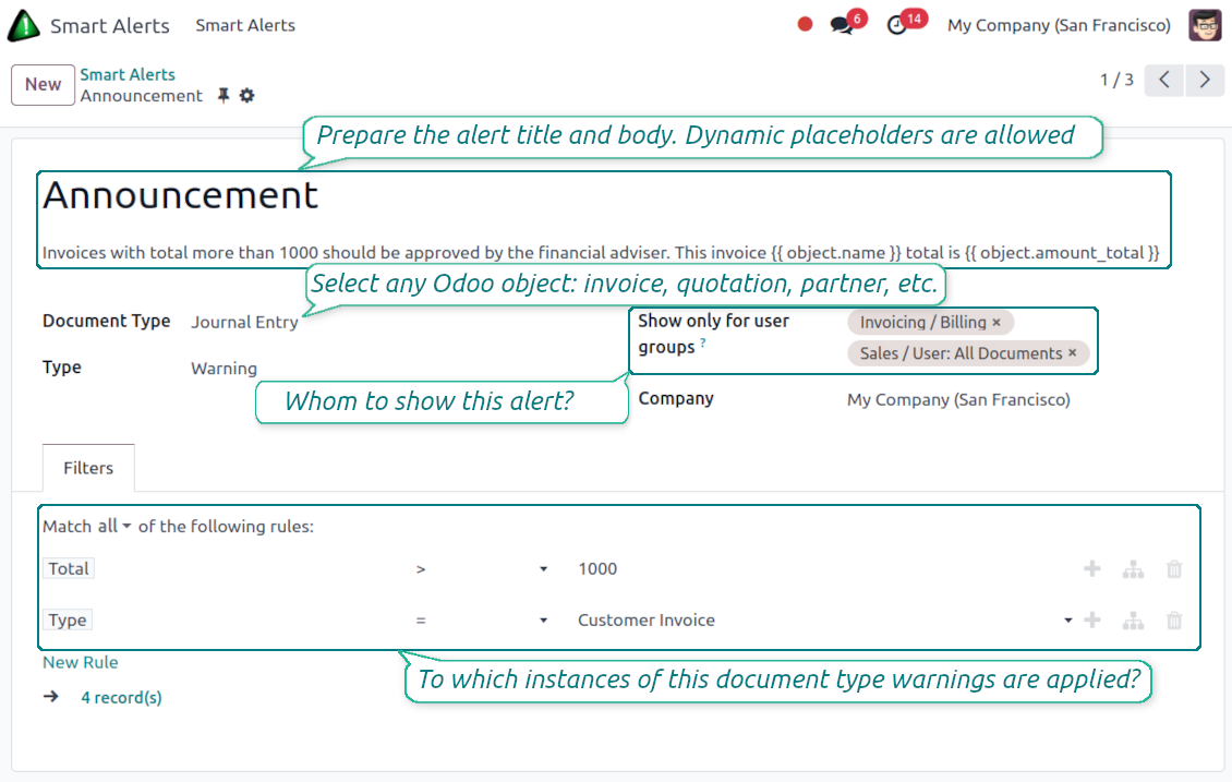 Invoices alerts
