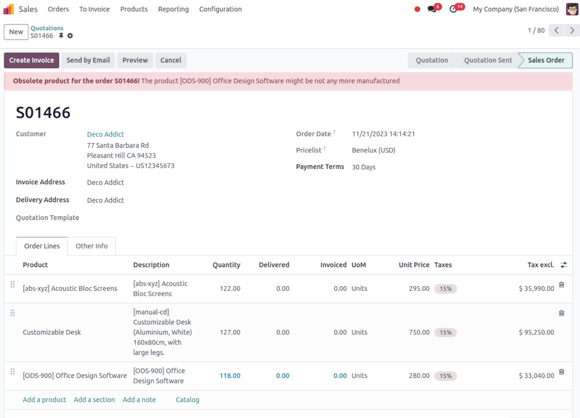 Odoo sale order alarms