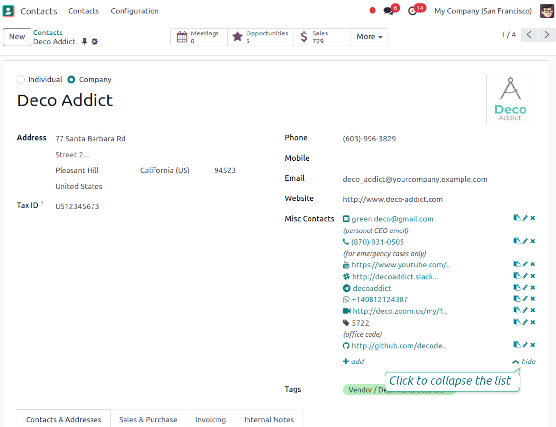 Contact data and preferences