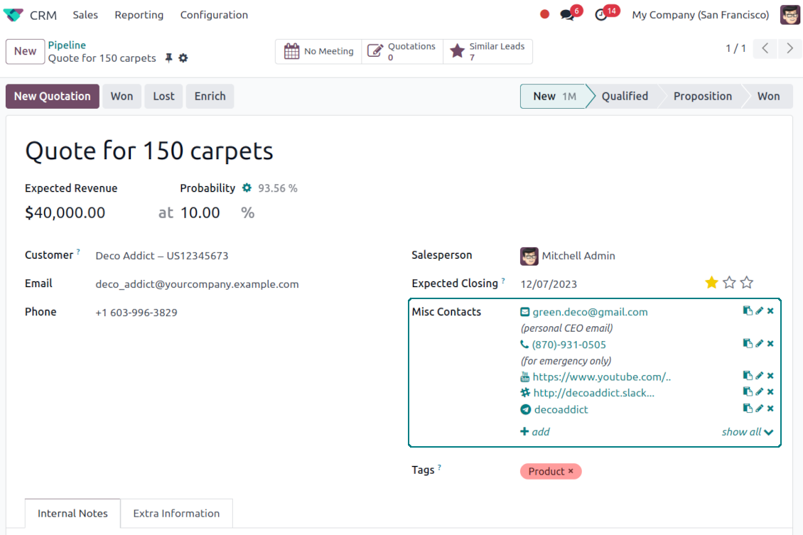 Odoo leads: full partner details widget