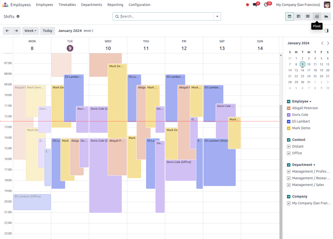 Odoo shift calendar
