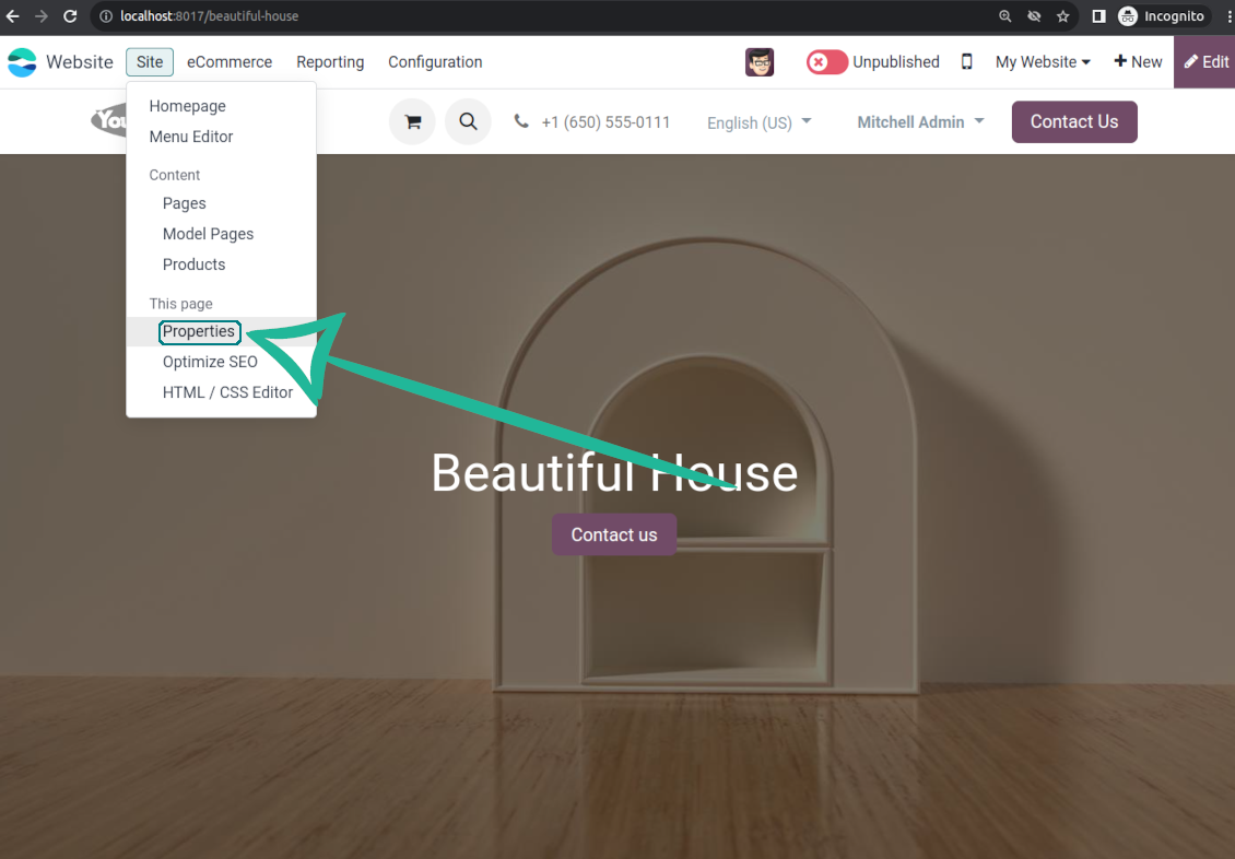 Page properties: URL translations