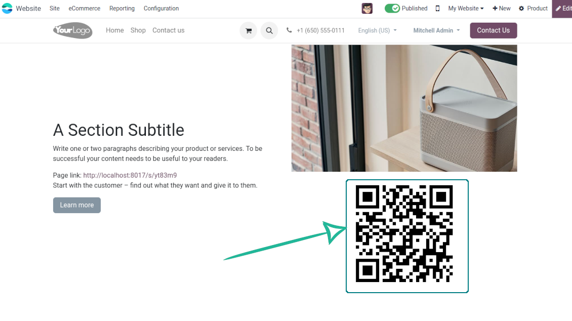 Odoo website QR codes