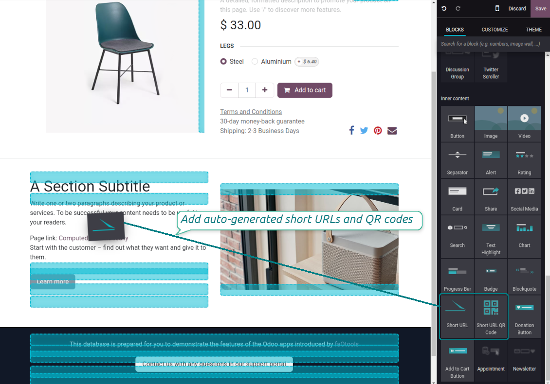 URL shortener: website snippet