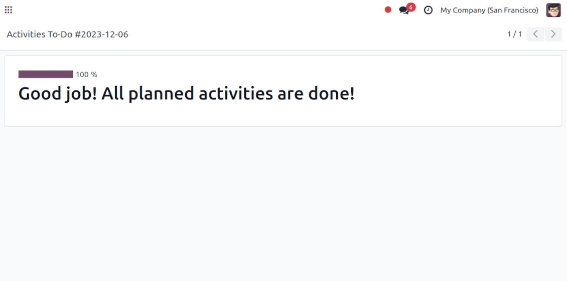 Activities to-do: the final success page