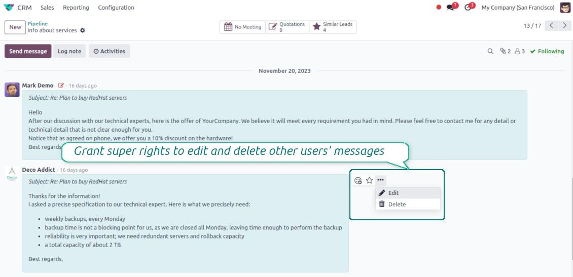 Super message editing and deleting rights