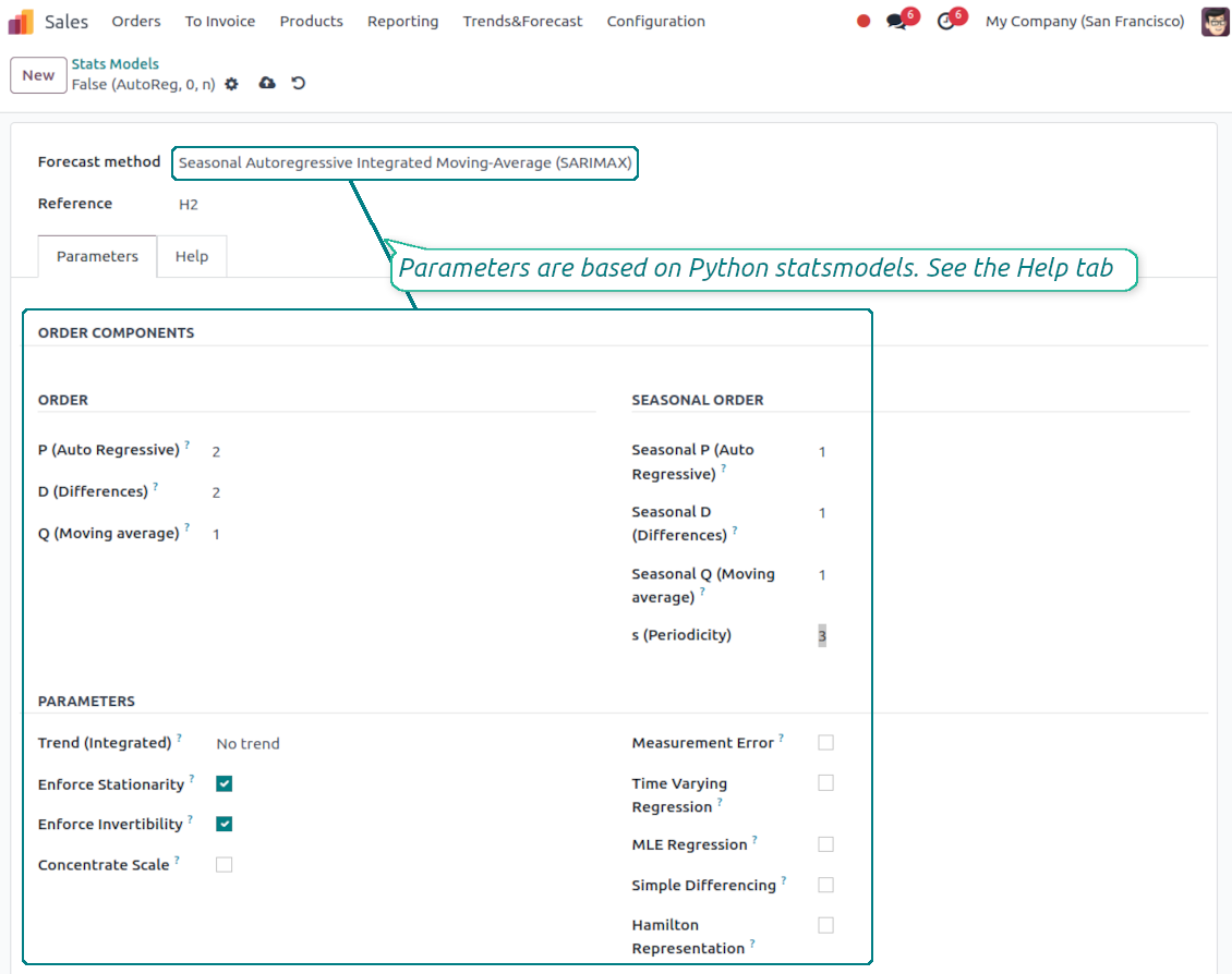 Statsmodel settings