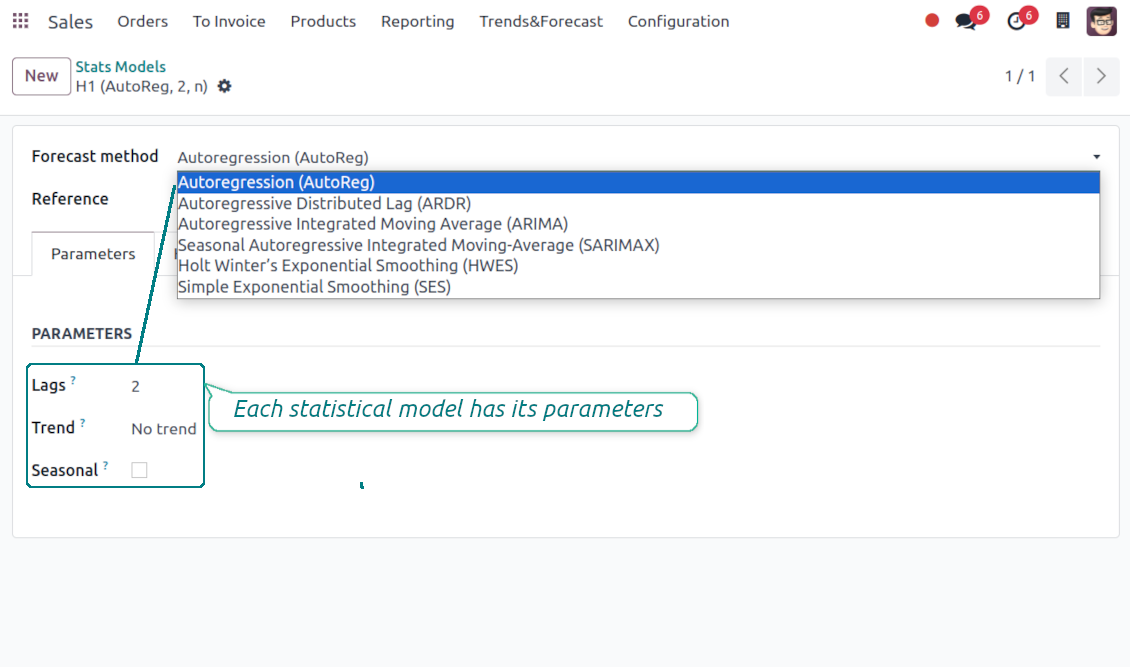 Statsmodel settings